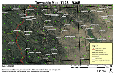 Blue Mountain Summit T12S R36E Township Map Preview 1