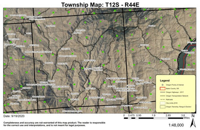 Weatherby T12S R44E Township Map Preview 1