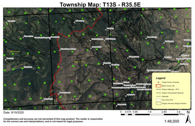 Thirsty Gulch T13N R35.5E Township Map Preview 1