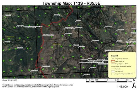 Thirsty Gulch T13N R35.5E Township Map Preview 1