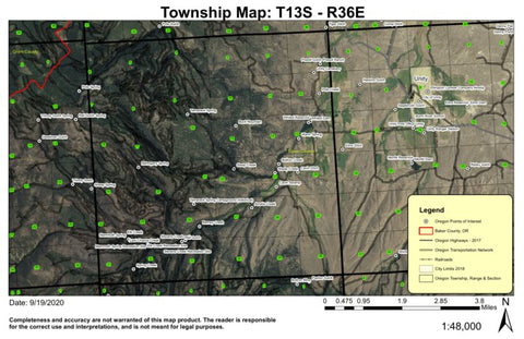 Buck Mountain T13S R36E Township Map Preview 1