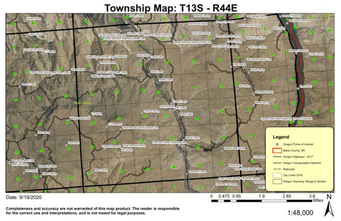 Dixie T13S R44E Township Map Preview 1