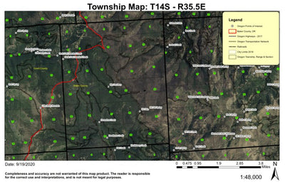 Big Cow Burn T14N R35.5E Township Map Preview 1