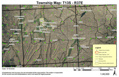 Unity T13S R37E Township Map Preview 1