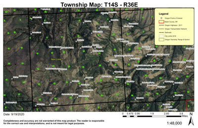 Table Rock Fire Lookout T14S R36E Township Map Preview 1