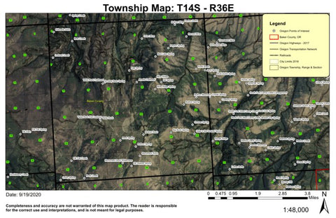 Table Rock Fire Lookout T14S R36E Township Map Preview 1
