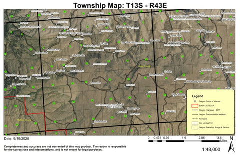 Rye Valley T13S R43E Township Map Preview 1