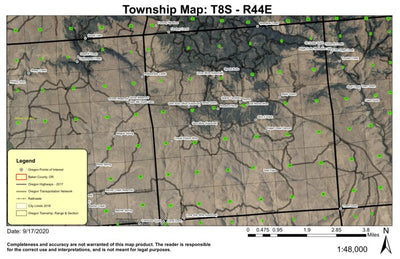 Sparta Butte T8S R44E Township Map Preview 1