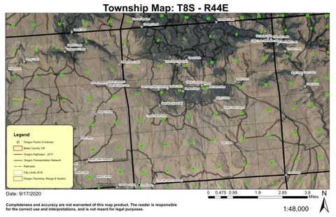 Sparta Butte T8S R44E Township Map Preview 1