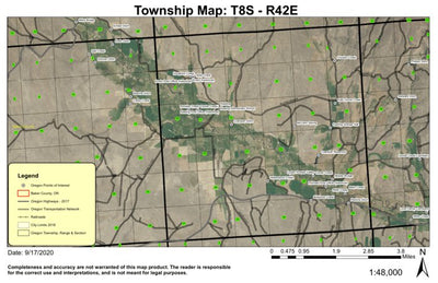 Keating T8S R42E Township Map Preview 1