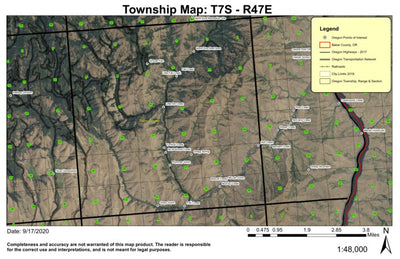 Fall Creek T7S R47E Township Map Preview 1