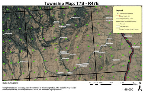 Fall Creek T7S R47E Township Map Preview 1