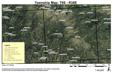 Goodrich Lake T9S R38E Township Map Preview 1