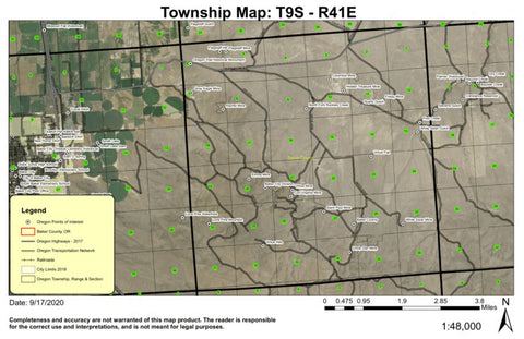 Oregon Trail Monument T9S R41E Township Map Preview 1