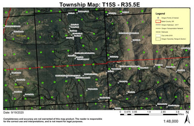 Fopian Creek T15N R35.5E Township Map Preview 1