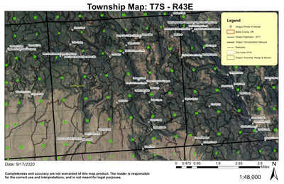 Balm Creek Reservoir T7S R43E Township Map Preview 1
