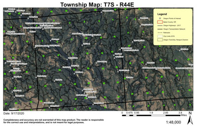 Torchlight Gulch T7S R44E Township Map Preview 1