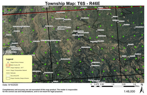 Fish Lake T6S R46E Township Map Preview 1