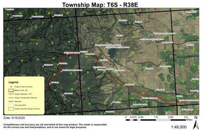 Pilcher Creek Reservoir T6S R38E Township Map Preview 1