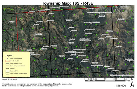 Two Color Creek T6S R43E Township Map Preview 1