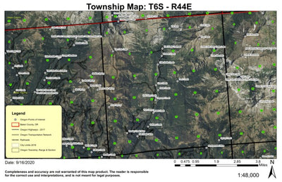 Truax Mountain T6S R44E Township Map Preview 1