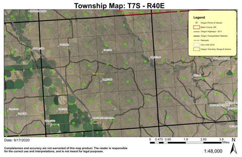 Baker Valley T7S R40E Township Map Preview 1