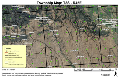 Fawn Gulch T8S R45E Township Map Preview 1