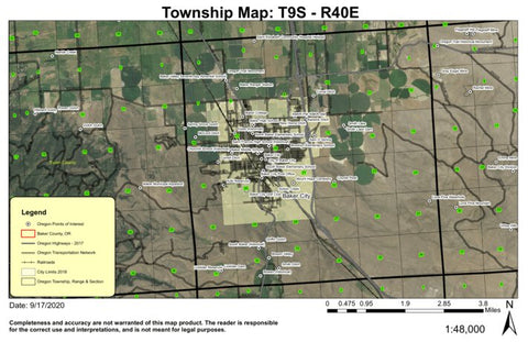 Baker City T9S R40E Township Map Preview 1