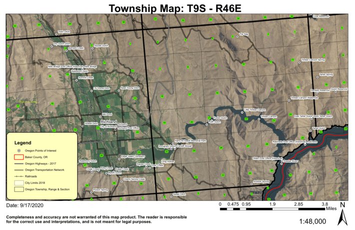 Powder River T9S R46E Township Map by Super See Services | Avenza Maps