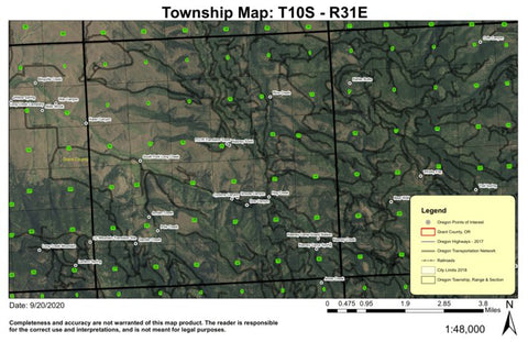 Keeny Creek T10S R31E Township Map Preview 1