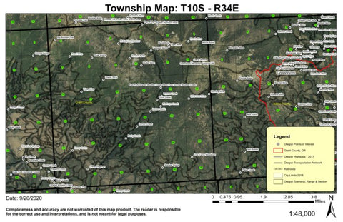 Greenhorn Mountains T10S R34E Township Map Preview 1