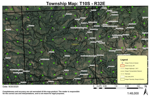 Kahler Butte T10S R32E Township Map Preview 1