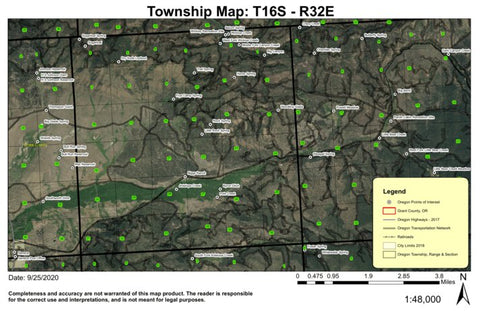 Dry Soda Lookout T16S R32E Township Map Preview 1