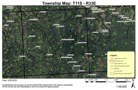 Ragged Rocks T11S R33E Township Map Preview 1