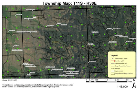 Beech Creek T11S R30E Township Map Preview 1