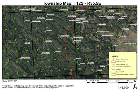 Savage Creek T12S R35.5E Township Map Preview 1