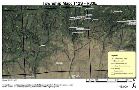 Hall Creek T12S R33E Township Map Preview 1