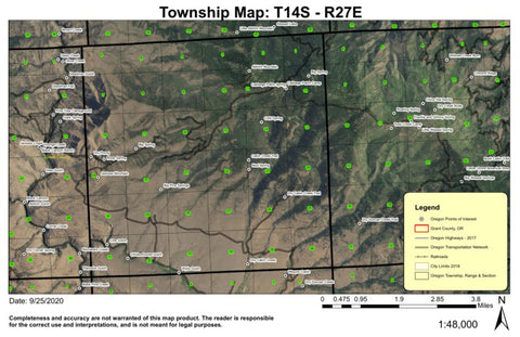 Jackass Mountain T14S R27E Township Map Preview 1
