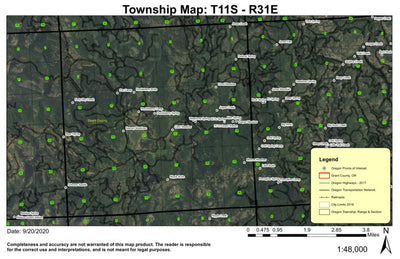 Huckleberry Butte T11S R31E Township Map Preview 1