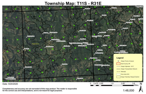 Huckleberry Butte T11S R31E Township Map Preview 1