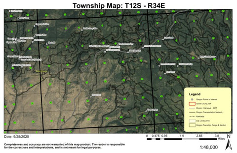 Dixie Summit T12S R34E Township Map Preview 1
