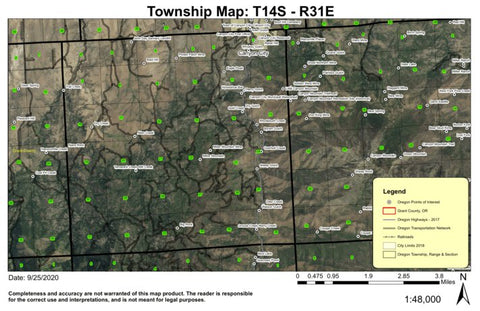 Canyon City T14S R31E Township Map Preview 1