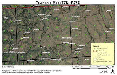 Turner Mountain T7S R27E Township Map Preview 1