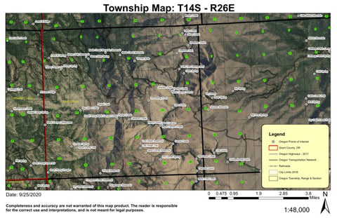Battle Creek Mountain T14S R26E Township Map Preview 1