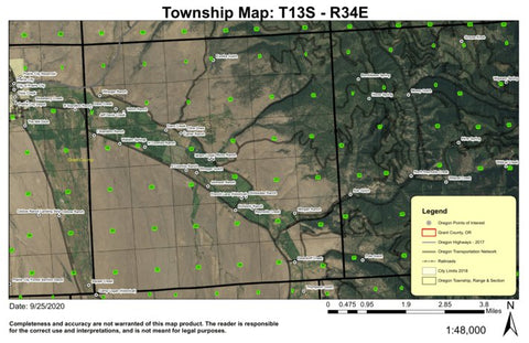 Winegar Gulch T13S R34E Township Map Preview 1
