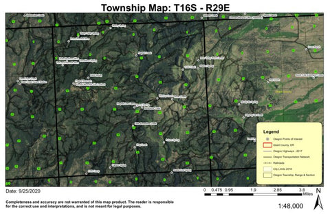 Flagtail Mountain T16S R29E Township Map Preview 1