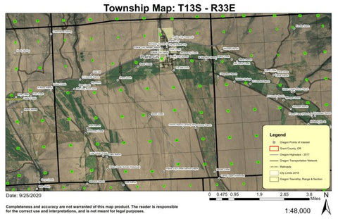 Prairie City T13S R33E Township Map Preview 1