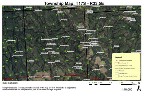 Frazier Point T17S R33.5E Township Map Preview 1