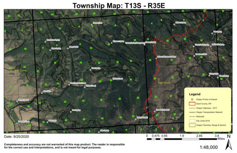 Baldy Mountain T13S R35E Township Map Preview 1