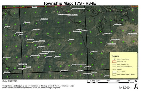 Kelsay Butte T7S R34E Township Map Preview 1